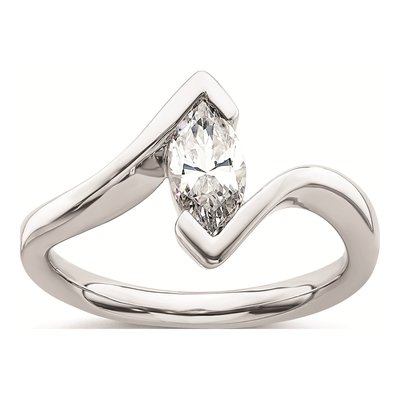 14K White Gold Marquise Bypass Engagement Ring Mounting