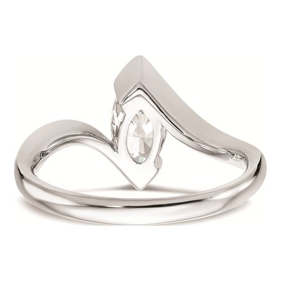 14K White Gold Marquise Half-Bezel Engagement Ring Mounting – view 6