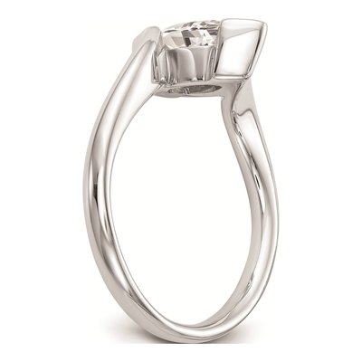 14K White Gold Marquise Half-Bezel Engagement Ring Mounting – view 7