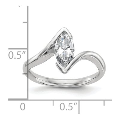 14K White Gold Marquise Half-Bezel Engagement Ring Mounting – view 8