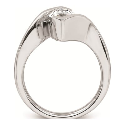 14K White Gold Marquise Half-Bezel Bypass Engagement Ring Mounting – view 4