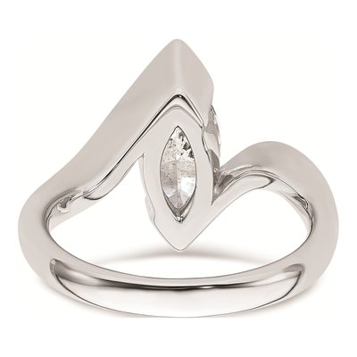 14K White Gold Marquise Half-Bezel Bypass Engagement Ring Mounting – view 7