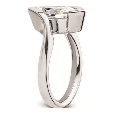 14K White Gold Marquise Half-Bezel Bypass Engagement Ring Mounting – view 8