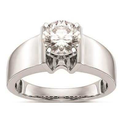 14K White Gold Solitaire Engagement Ring Mounting