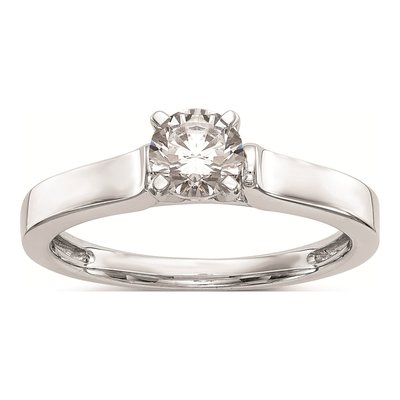 14K White Gold Peg Set Solitaire Engagement Ring Mounting