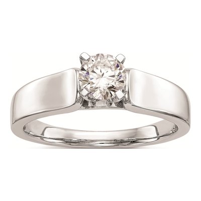 14K White Gold Solitaire Engagement Ring Mounting