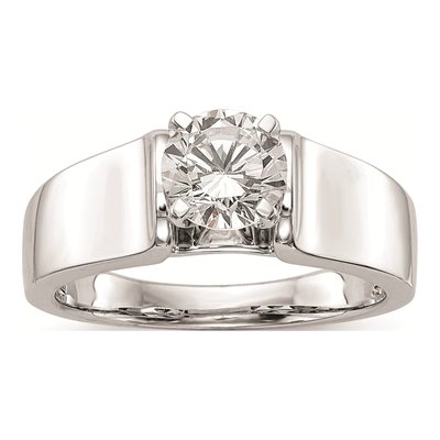 14K White Gold Solitaire Engagement Ring Mounting