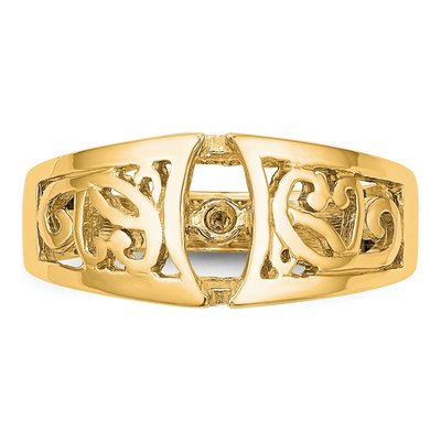 14K Yellow Gold Peg Set Solitaire Engagement Ring Mounting – view 4