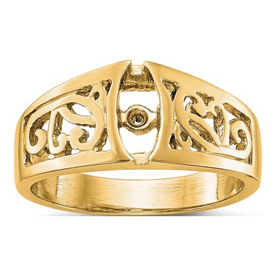 14K Yellow Gold Peg Set Solitaire Engagement Ring Mounting – view 8