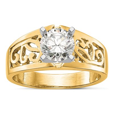 14K Yellow Gold Peg Set Solitaire Engagement Ring Mounting