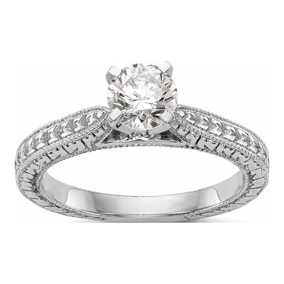 14K White Gold Peg Set Engagement Ring Mounting