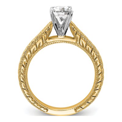 14K Yellow Gold Etched Solitaire Engagement Ring Mounting – view 2