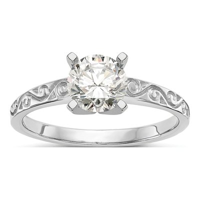 14K White Gold Vintage Solitaire Engagement Ring Mounting