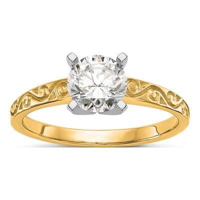 14K Yellow Gold Peg Set Solitaire Engagement Ring Mounting
