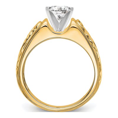 14K Yellow Gold Peg Solitaire Engagement Bridal Set – view 2