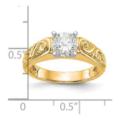 14K Yellow Gold Peg Solitaire Engagement Bridal Set – view 3