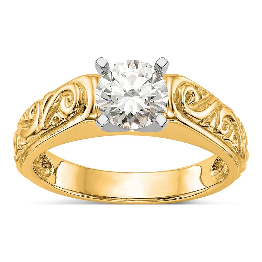 14K Yellow Gold Peg Solitaire Engagement Bridal Set