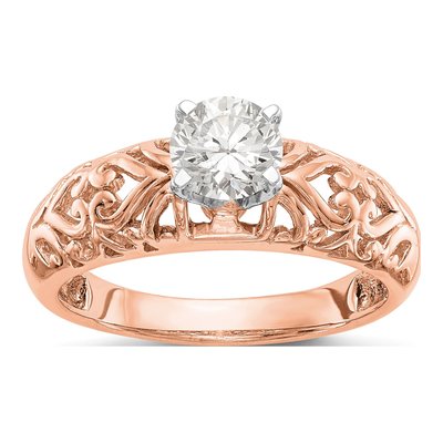 10K Rose Gold Solitaire Engagement Ring Mounting