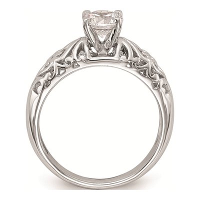 14K White Gold Filigree Heart Engagement Ring Mounting – view 2