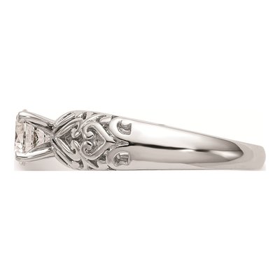 14K White Gold Filigree Heart Engagement Ring Mounting – view 3