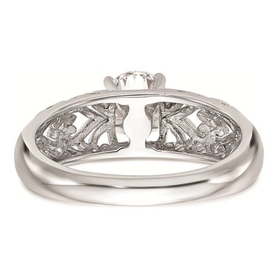 14K White Gold Filigree Heart Engagement Ring Mounting – view 5