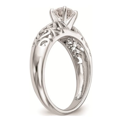 14K White Gold Filigree Heart Engagement Ring Mounting – view 6