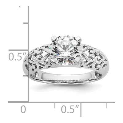 14K White Gold Filigree Heart Engagement Ring Mounting – view 7