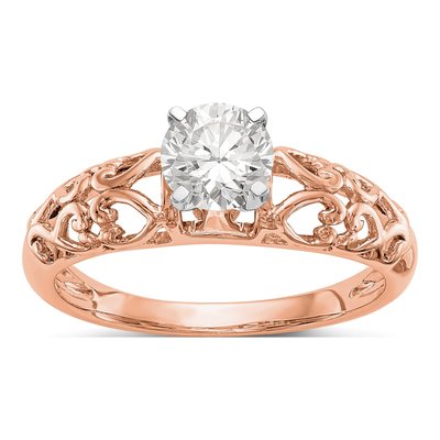 10K Rose Gold Solitaire Engagement Ring Mounting