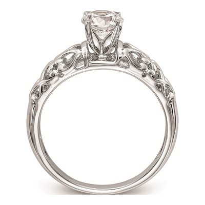 14K White Gold Filigree Heart Engagement Ring Mounting – view 2