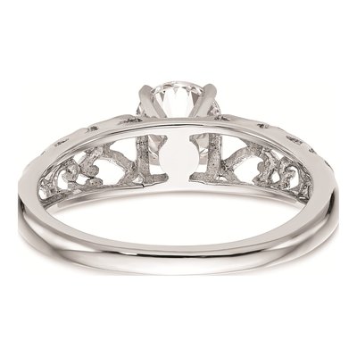 14K White Gold Filigree Heart Engagement Ring Mounting – view 5