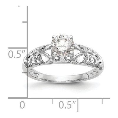 14K White Gold Filigree Heart Engagement Ring Mounting – view 7