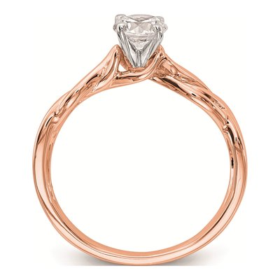 14K Rose Gold Twist Solitaire Engagement Ring Mounting – view 2