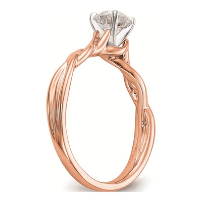 14K Rose Gold Twist Solitaire Engagement Ring Mounting – view 6