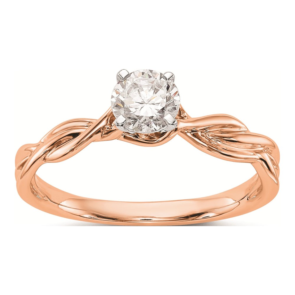 14K Rose Gold Twist Solitaire Engagement Ring Mounting