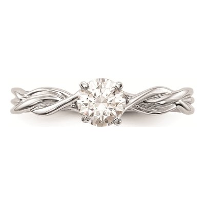 14K White Gold Twist Solitaire Engagement Ring Mounting – view 5