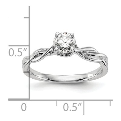 14K White Gold Twist Solitaire Engagement Ring Mounting – view 8