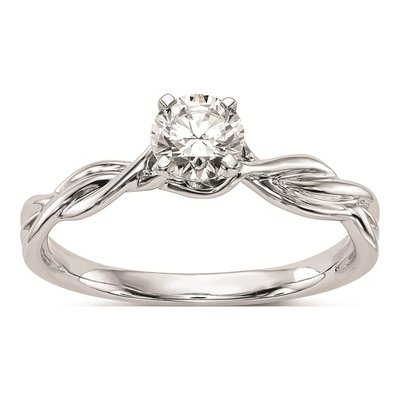 14K White Gold Twist Solitaire Engagement Ring Mounting