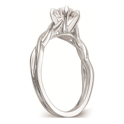 14K White Gold Twist Solitaire Engagement Ring Mounting – view 7