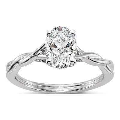 14K White Gold Twist Solitaire Engagement Ring Mounting – view 8