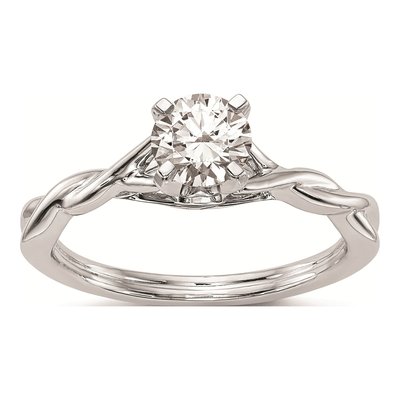 14K White Gold Twist Solitaire Engagement Ring Mounting