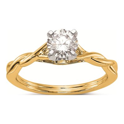 14K Yellow Gold Twist Solitaire Engagement Ring Mounting