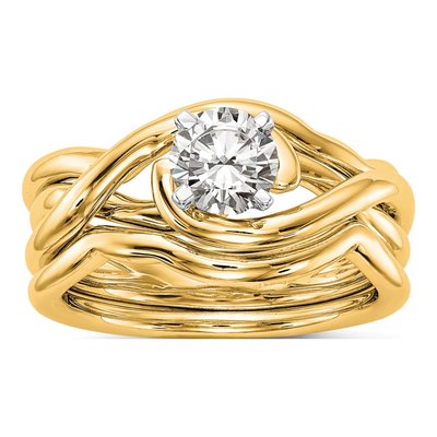14K Yellow Gold Peg Set Solitaire Engagement Ring Mounting – view 5