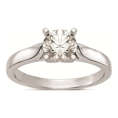 14K White Gold Solitaire Engagement Ring Mounting
