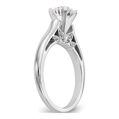 14K White Gold Diamond Leaf Engagement Engagement Ring Semi-Mount – view 6