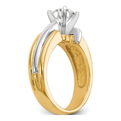 14K Two-Tone Gold Peg Set Solitaire Engagement Ring Mounting – view 7