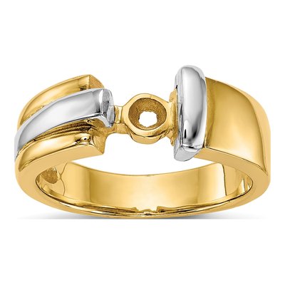 14K Two-Tone Gold Peg Set Solitaire Engagement Ring Mounting