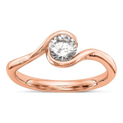 14K Rose Gold Bezel Solitaire Engagement Ring Mounting