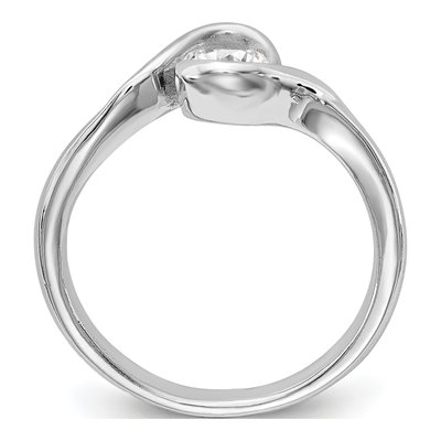 14K White Gold Bypass Half-Bezel Engagement Ring Mounting – view 2