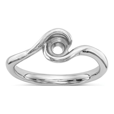 14K White Gold Bypass Half-Bezel Engagement Ring Mounting – view 7
