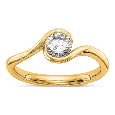 14K Yellow Gold Bezel Solitaire Engagement Ring Mounting
